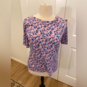 Purple, pink and white floral short sleeve tee by Talbots